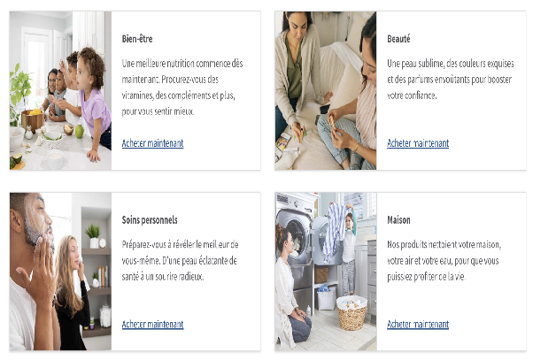 Quatre gammes de produits