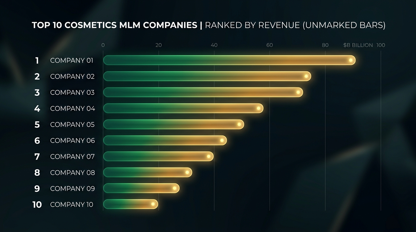 Classement visuel des 10 plus grandes marques de cosmétiques MLM par chiffre d'affaires